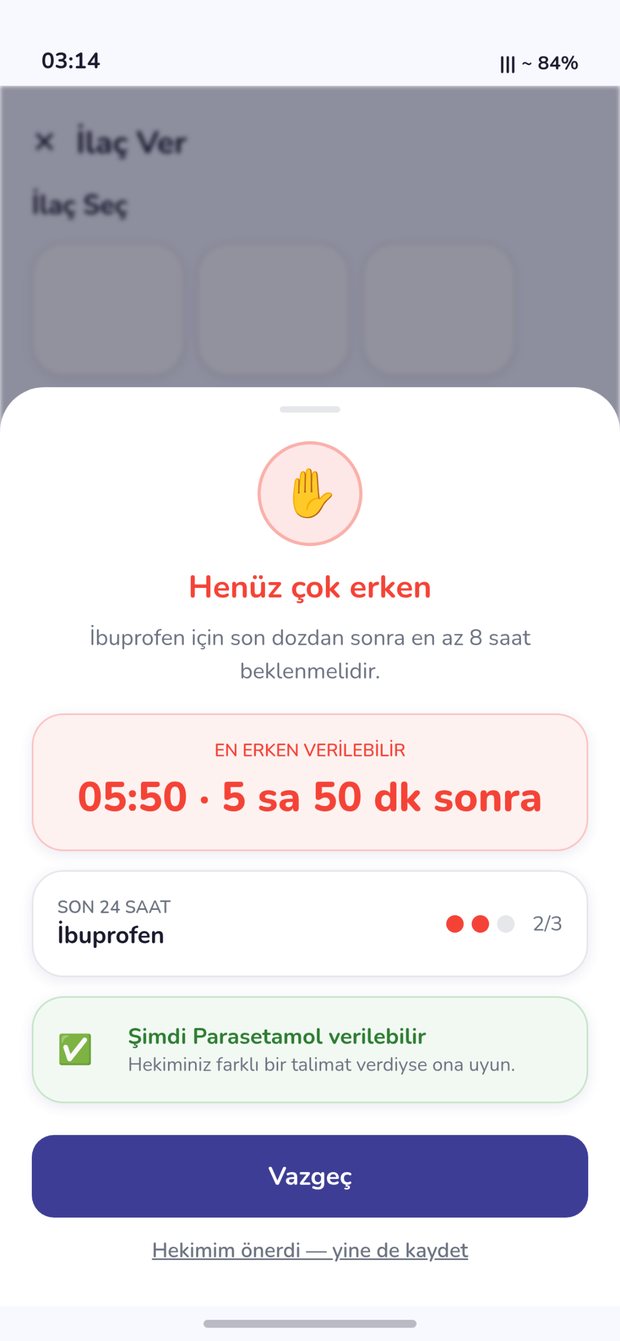 Doz aralığı uyarısı ekranı